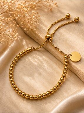 Gold Plated  Beaded Adjustable Bracelet